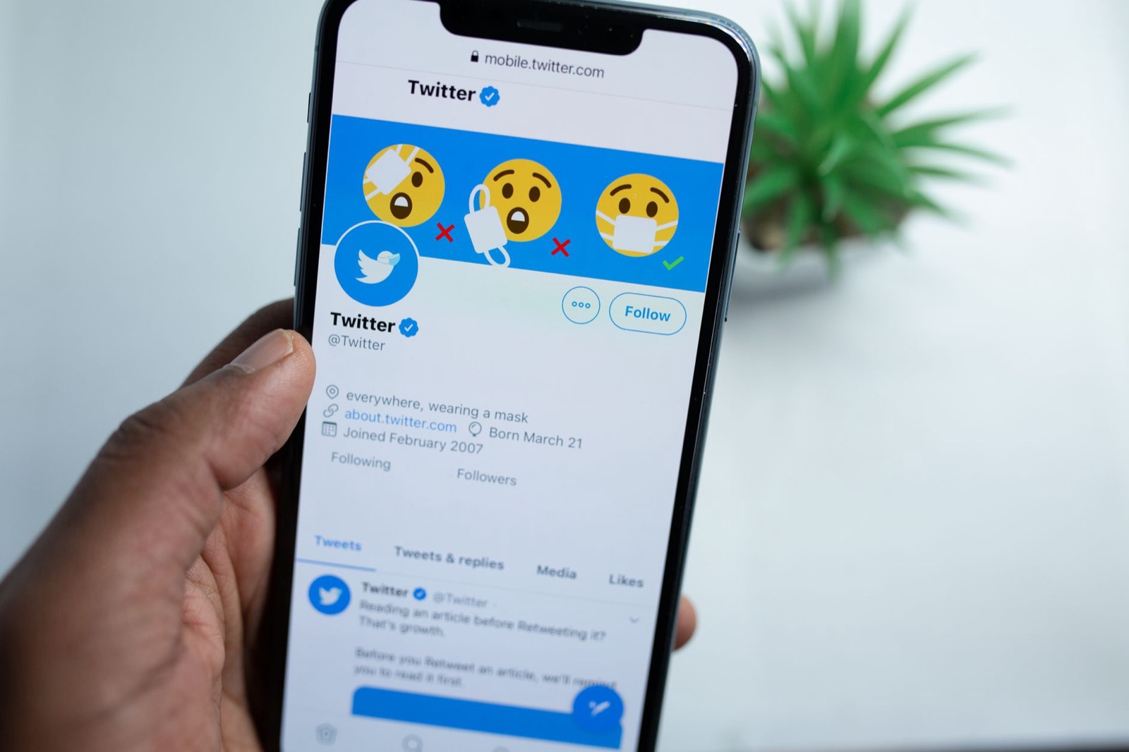 smartphone affichant une bio de réseau social avec des symboles texte stylisés